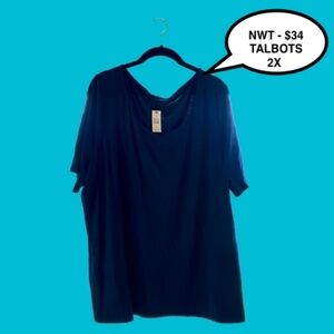 NWT 2X TALBOTS PULLOVER NAVY BLUE T-STYLE SHIRT​
